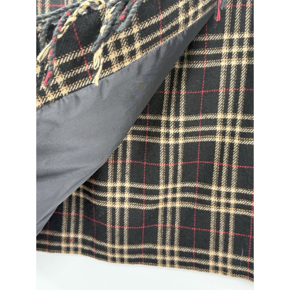 Sag Harbor Petite Plaid Wrap Skirt Wool Blend Fringe Size 14 Classic - Picture 5 of 10